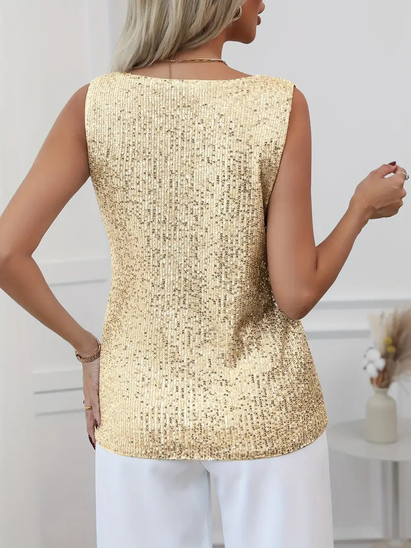 Sparkly V-Neck Top for Women