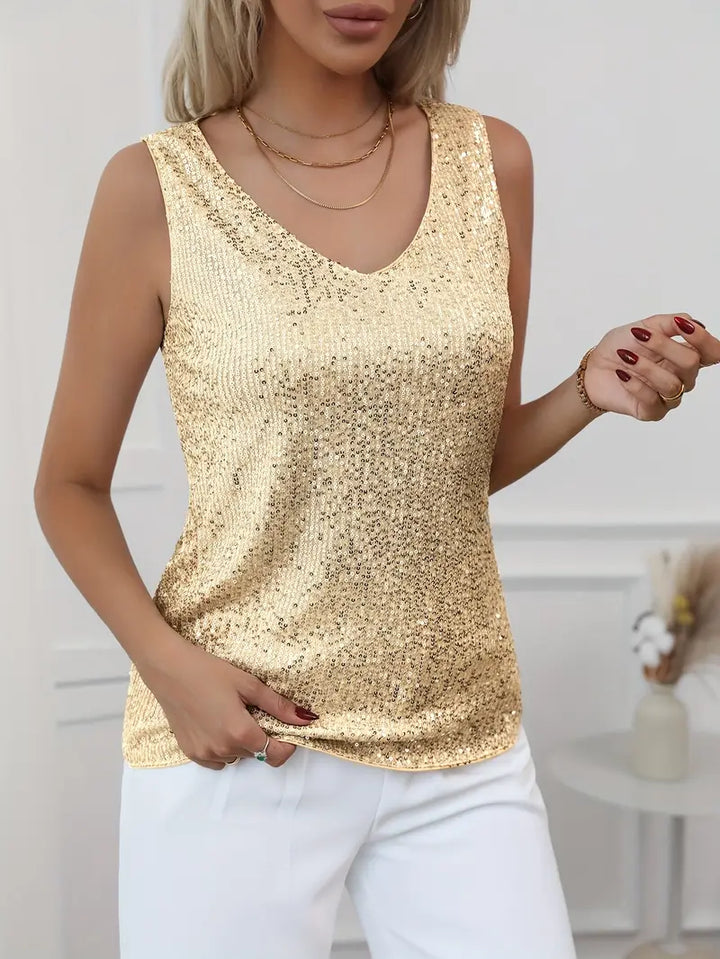 Sparkly V-Neck Top for Women