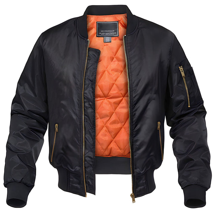 Quilted Lined Zip-Up Bomber Jacket for Men