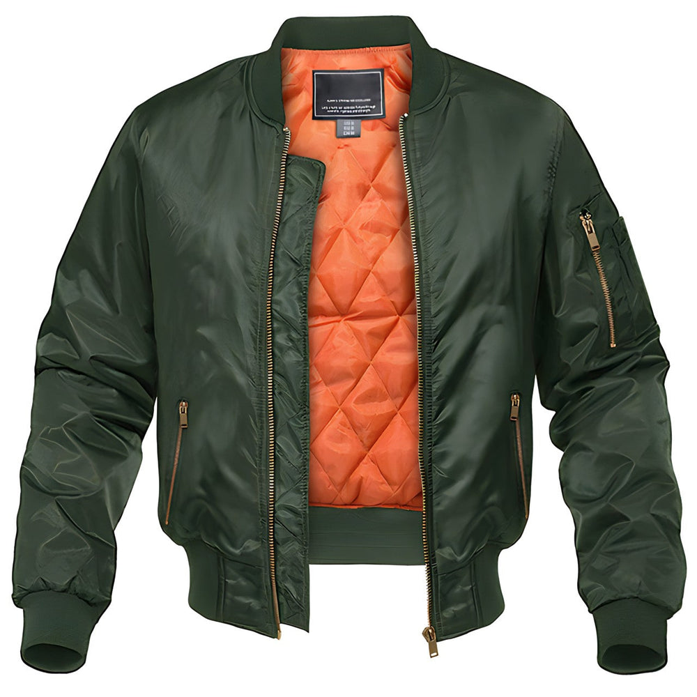 Quilted Lined Zip-Up Bomber Jacket for Men