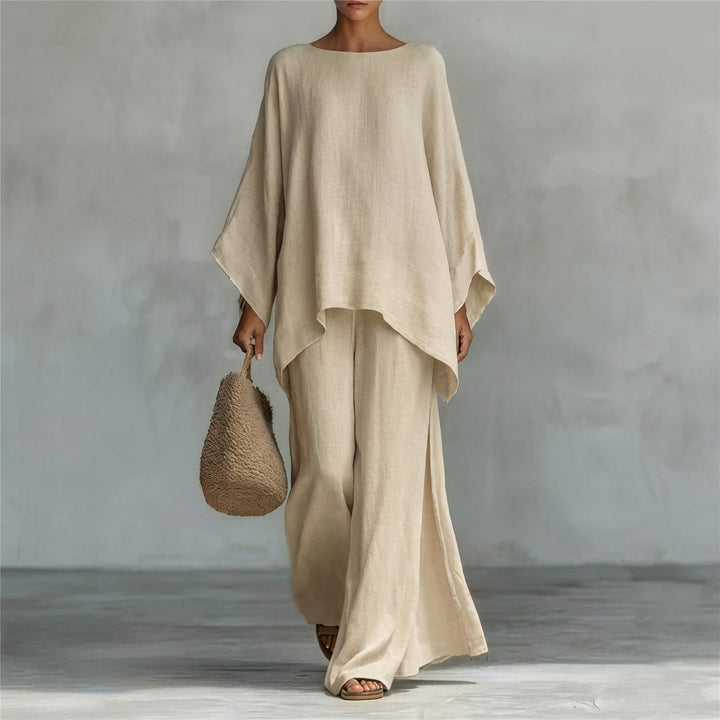 Asymmetric Tunic and Wide Trouser Set for Women