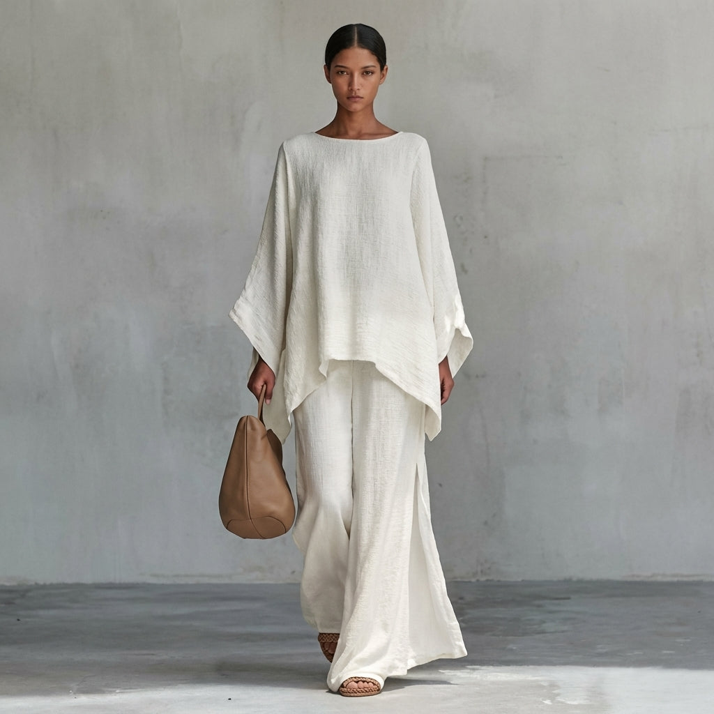 Asymmetric Tunic and Wide Trouser Set for Women