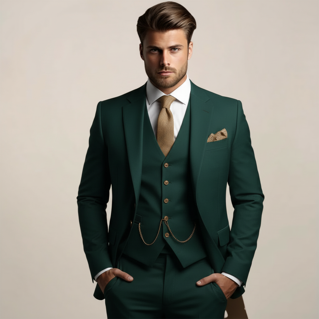 Slim Fit Three Piece Suit for Men