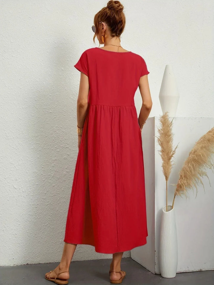 Relaxed Cotton Linen Maxi Dress for Women