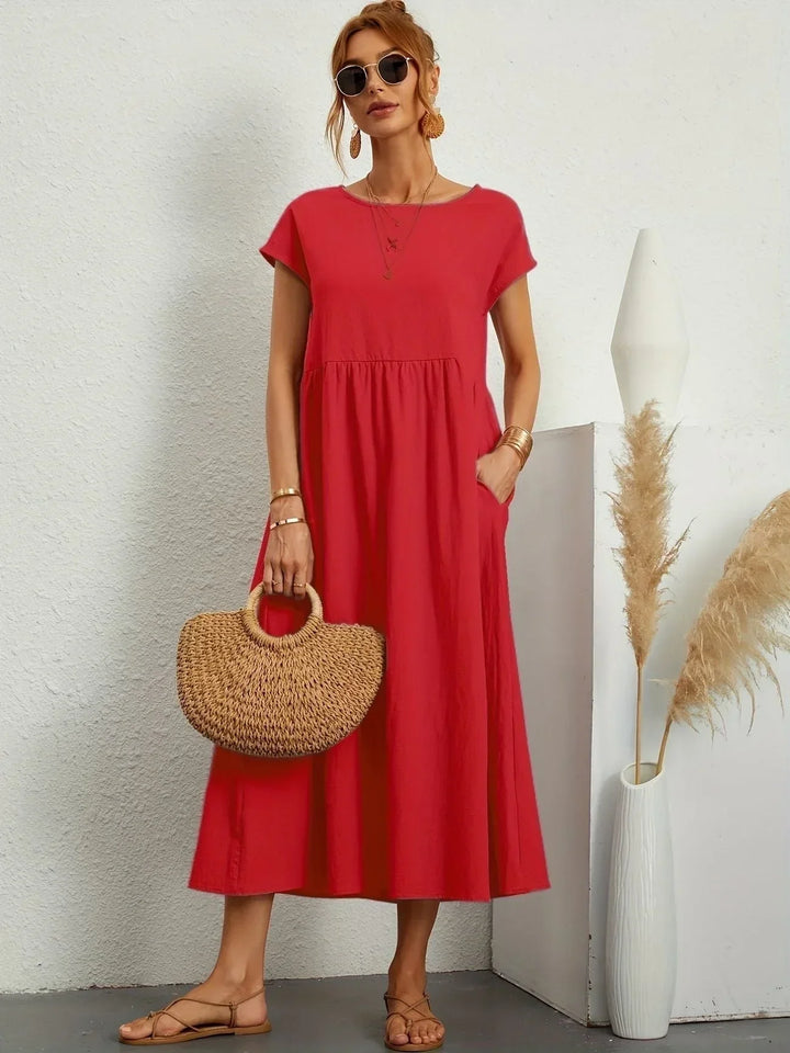 Relaxed Cotton Linen Maxi Dress for Women