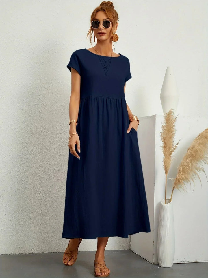 Relaxed Cotton Linen Maxi Dress for Women