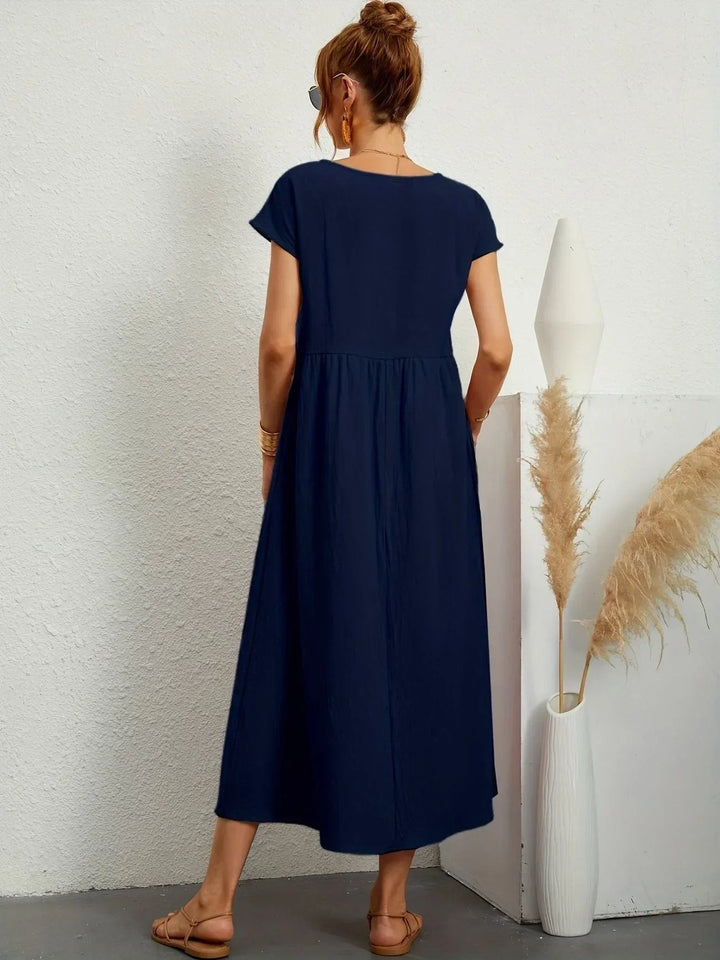 Relaxed Cotton Linen Maxi Dress for Women