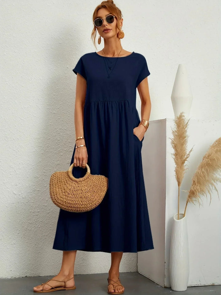 Relaxed Cotton Linen Maxi Dress for Women