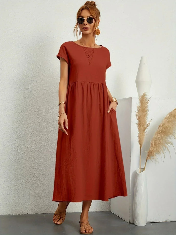 Relaxed Cotton Linen Maxi Dress for Women