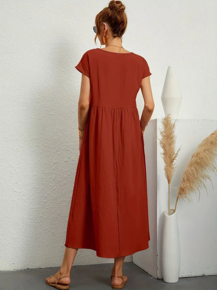 Relaxed Cotton Linen Maxi Dress for Women