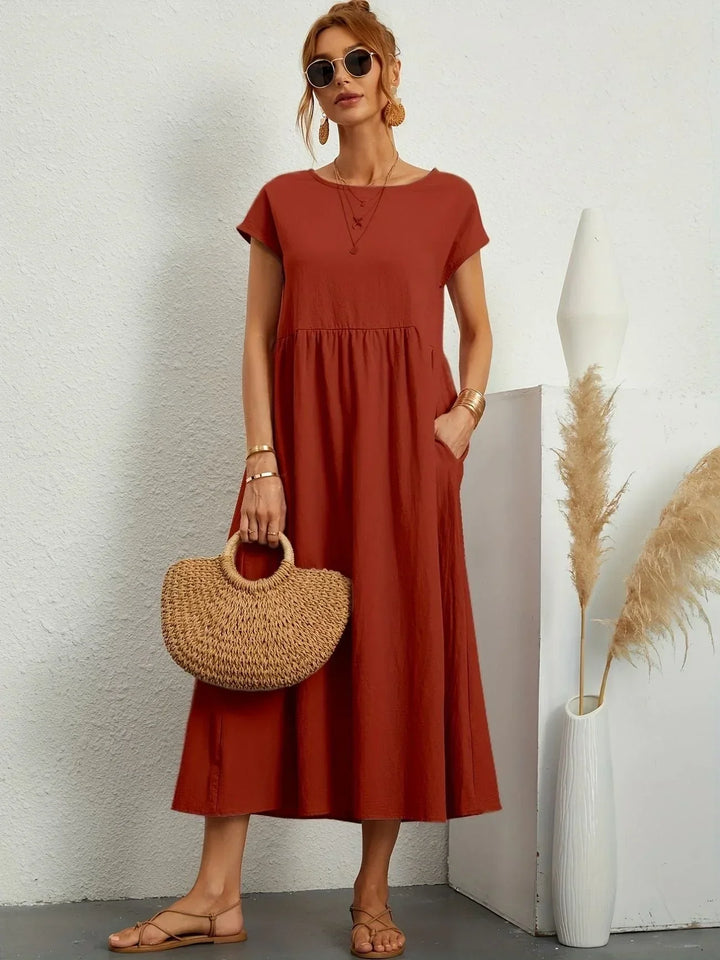 Relaxed Cotton Linen Maxi Dress for Women