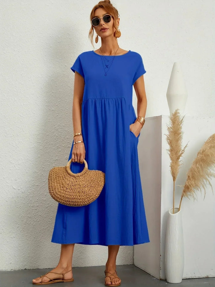 Relaxed Cotton Linen Maxi Dress for Women