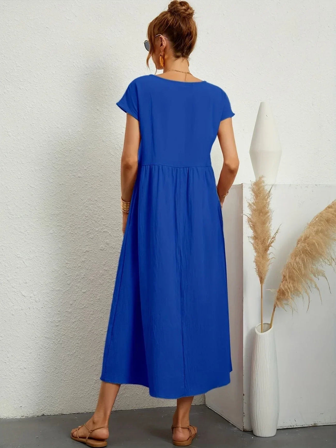 Relaxed Cotton Linen Maxi Dress for Women