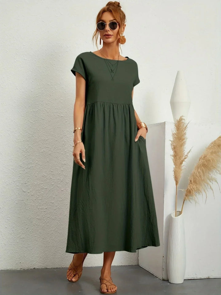 Relaxed Cotton Linen Maxi Dress for Women
