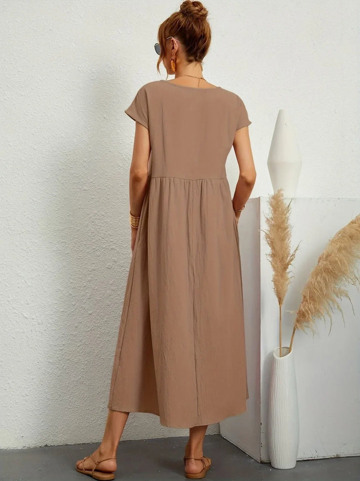 Relaxed Cotton Linen Maxi Dress for Women