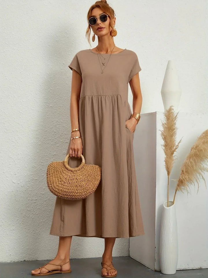 Relaxed Cotton Linen Maxi Dress for Women