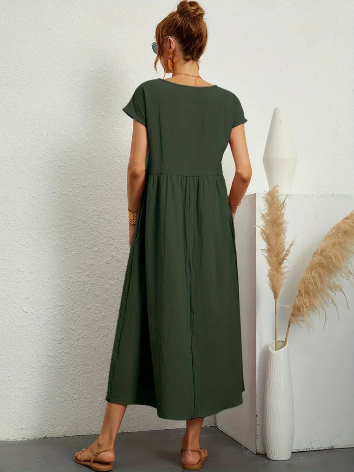 Relaxed Cotton Linen Maxi Dress for Women