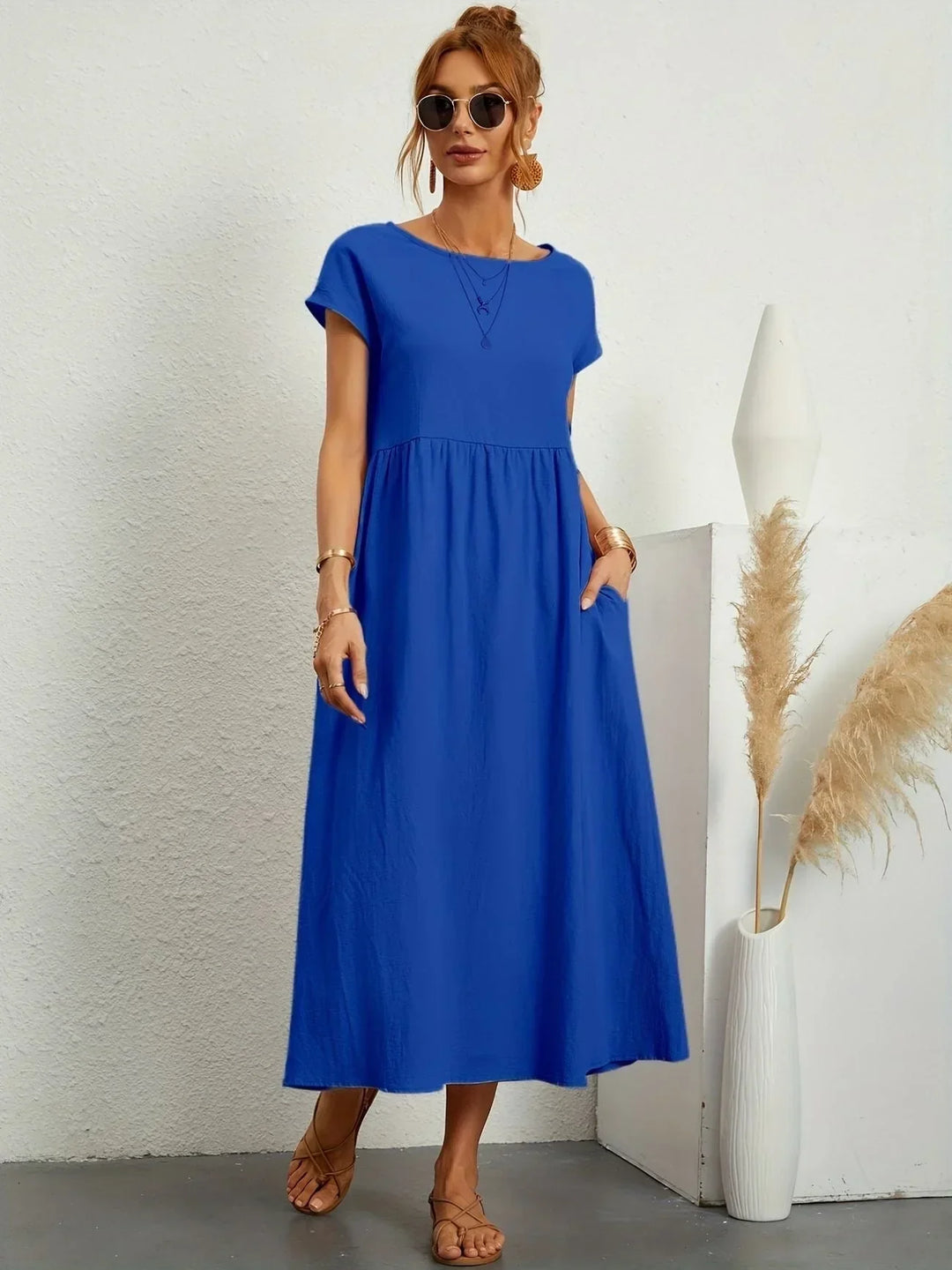 Relaxed Cotton Linen Maxi Dress for Women
