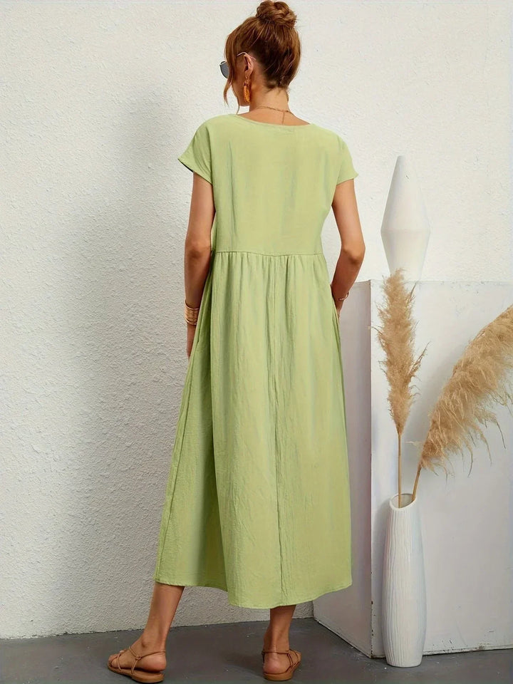 Relaxed Cotton Linen Maxi Dress for Women