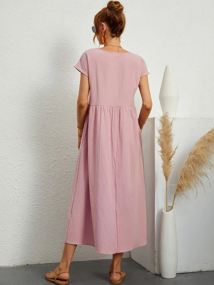 Relaxed Cotton Linen Maxi Dress for Women