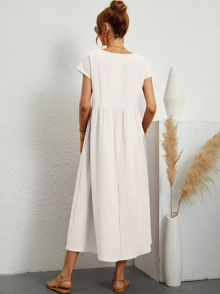 Relaxed Cotton Linen Maxi Dress for Women