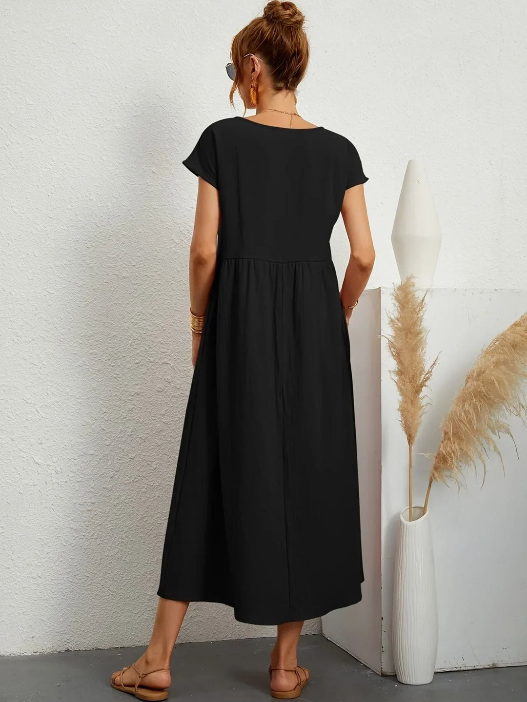 Relaxed Cotton Linen Maxi Dress for Women