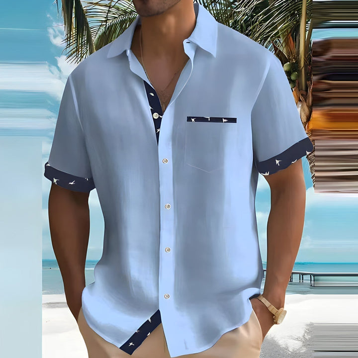 Contrast Trim Short Sleeve Shirt for Men