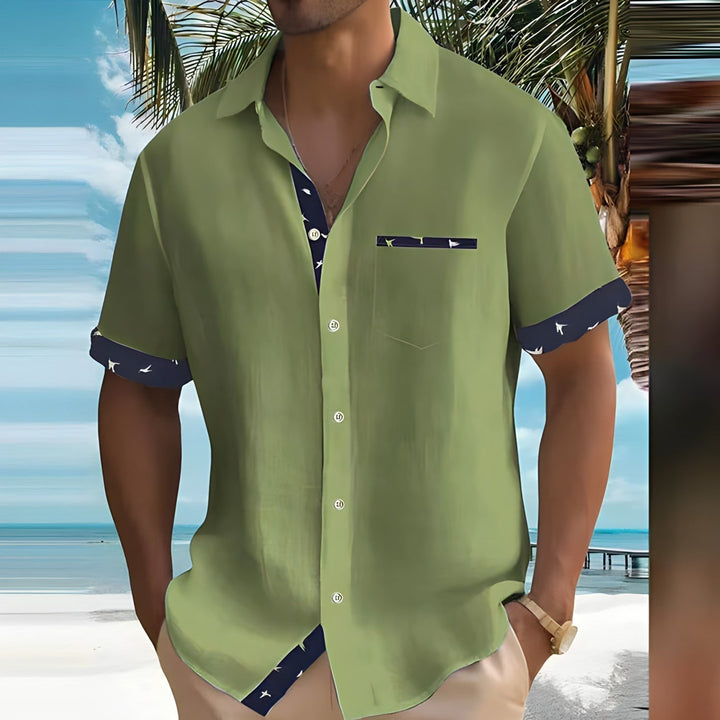 Contrast Trim Short Sleeve Shirt for Men