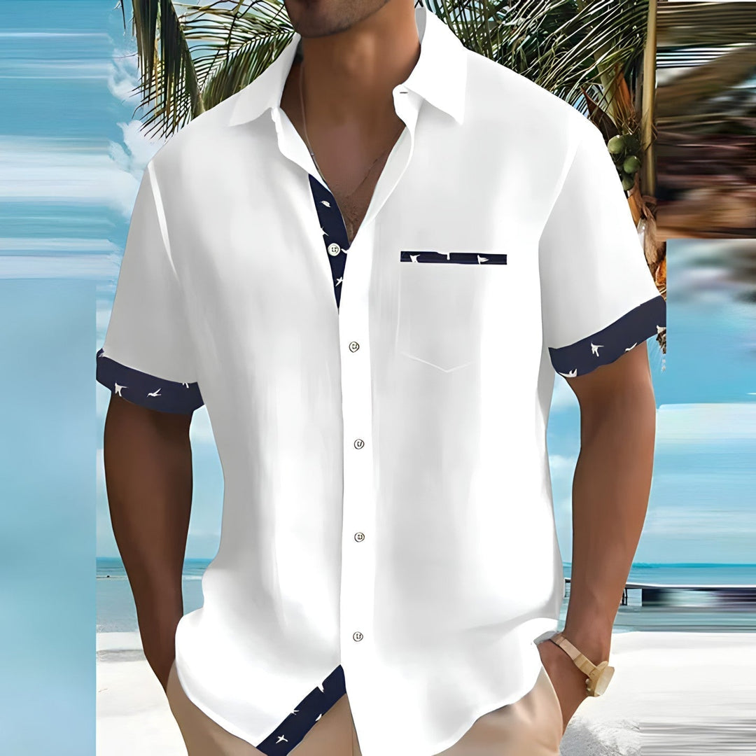 Contrast Trim Short Sleeve Shirt for Men