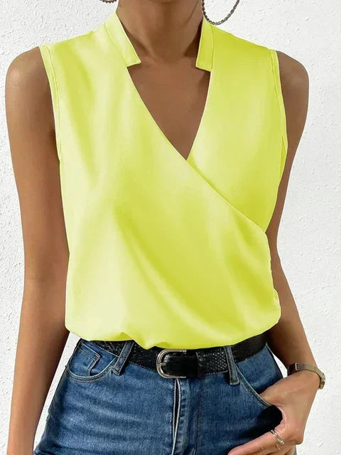 Sleeveless Wrap V-Neck Top for Women