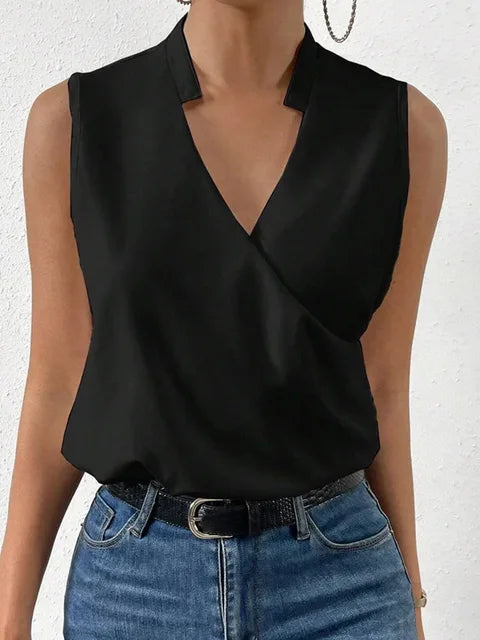 Sleeveless Wrap V-Neck Top for Women