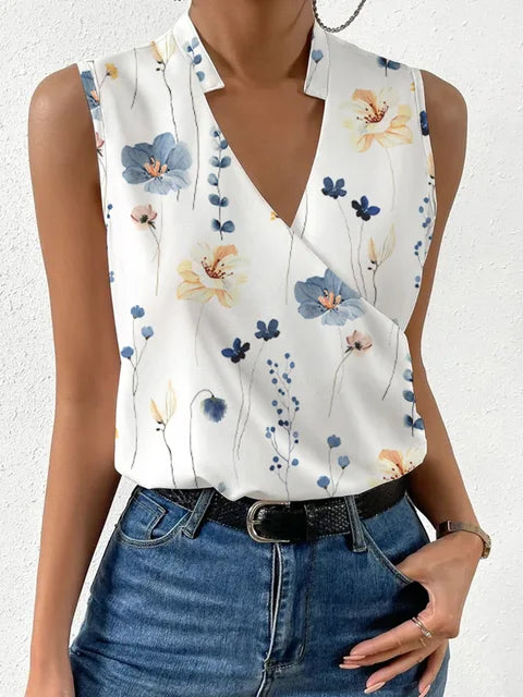 Sleeveless Wrap V-Neck Top for Women