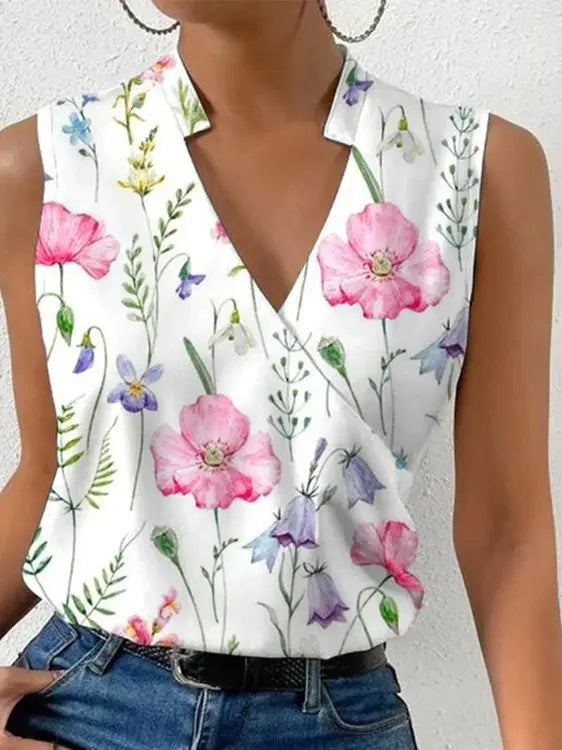 Sleeveless Wrap V-Neck Top for Women