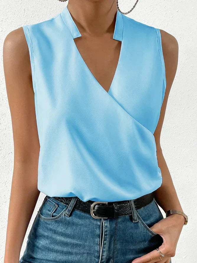 Sleeveless Wrap V-Neck Top for Women