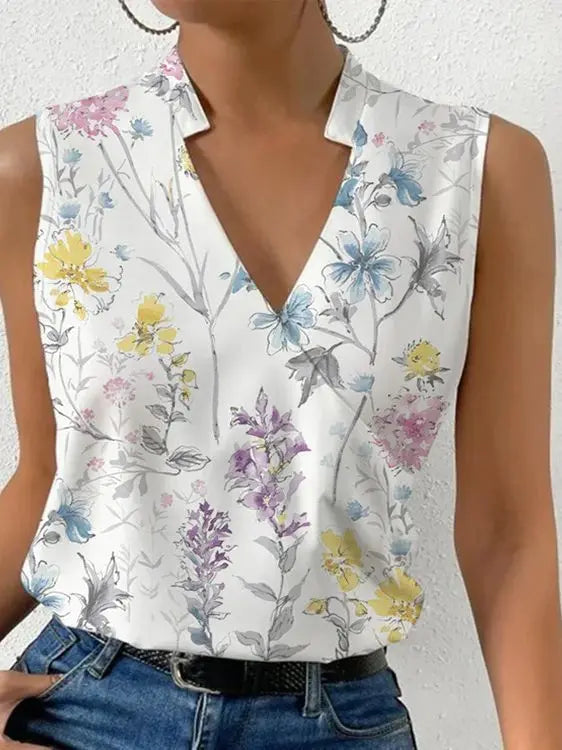 Sleeveless Wrap V-Neck Top for Women