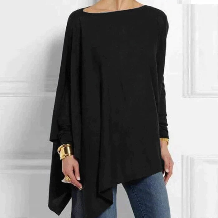 Asymmetric Hem Loose Tunic Top for Women