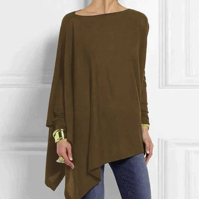 Asymmetric Hem Loose Tunic Top for Women