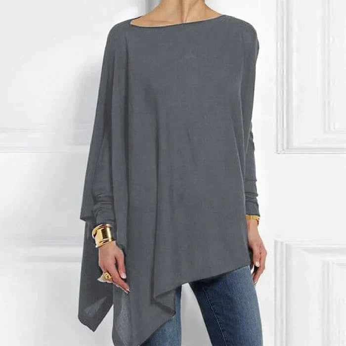 Asymmetric Hem Loose Tunic Top for Women
