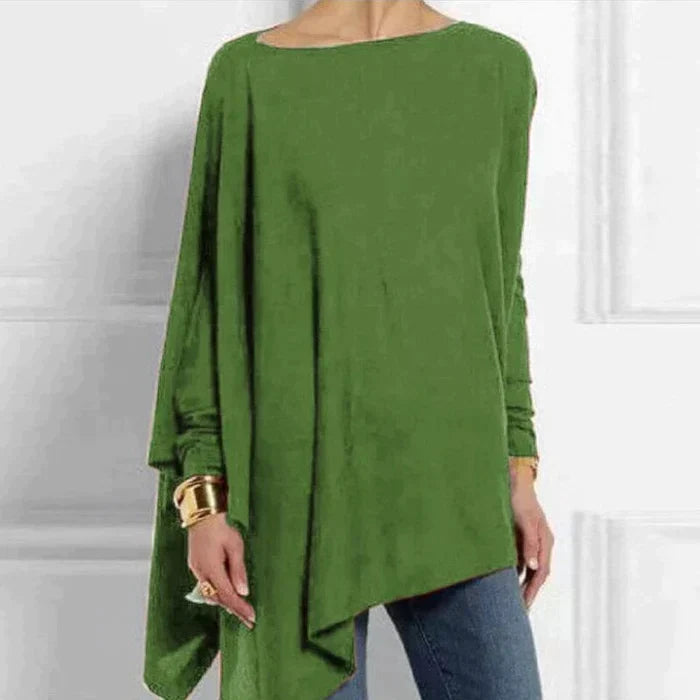 Asymmetric Hem Loose Tunic Top for Women