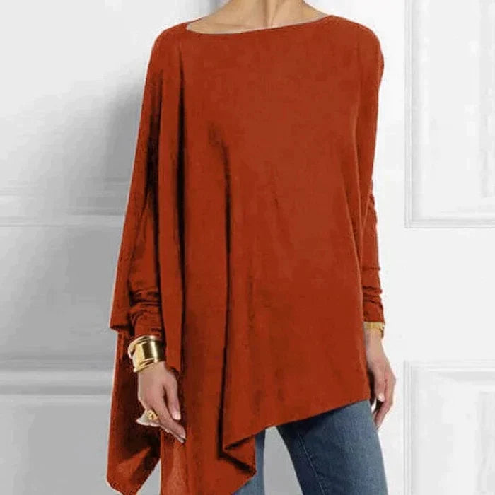 Asymmetric Hem Loose Tunic Top for Women