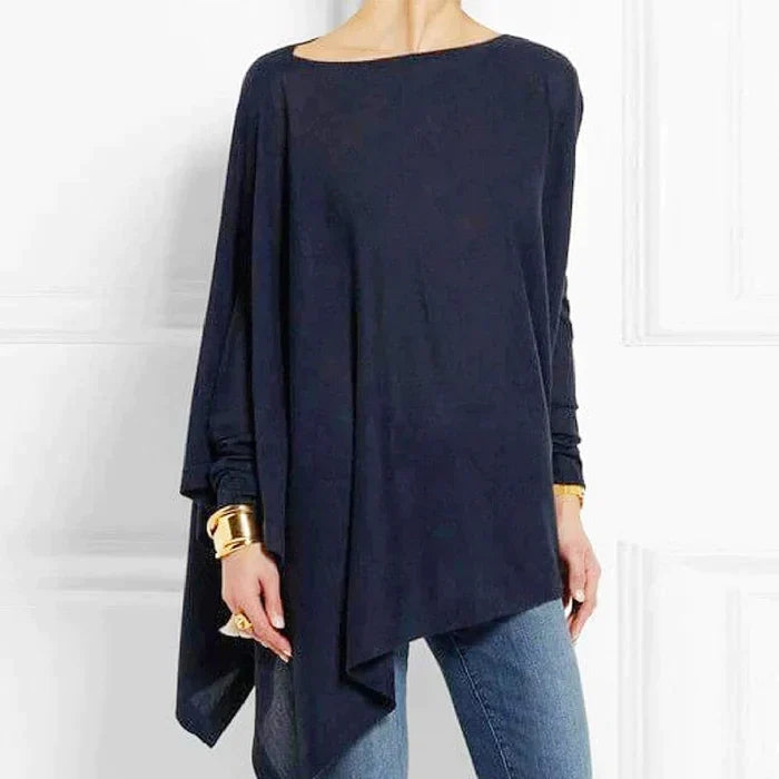Asymmetric Hem Loose Tunic Top for Women