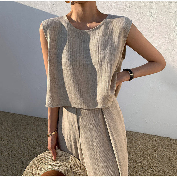 Sleeveless Wide Leg Two Piece Set for Women