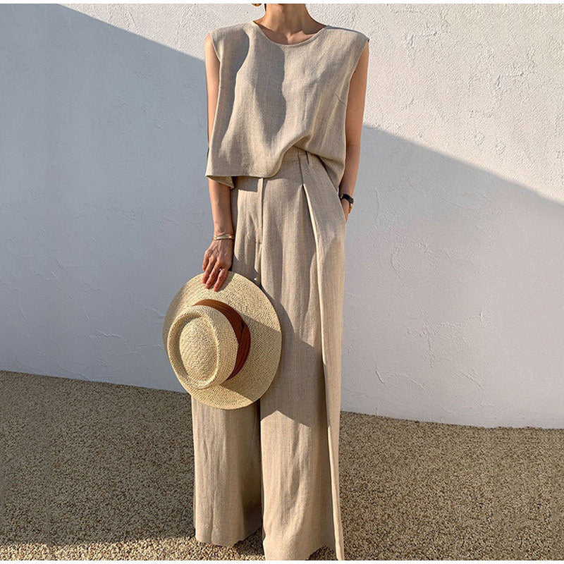 Sleeveless Wide Leg Two Piece Set for Women