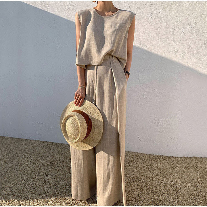 Sleeveless Wide Leg Two Piece Set for Women