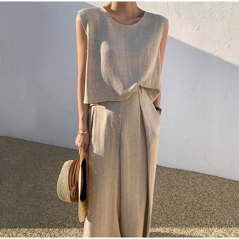 Sleeveless Wide Leg Two Piece Set for Women