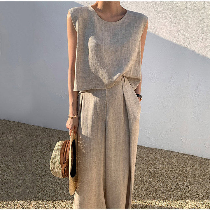 Sleeveless Wide Leg Two Piece Set for Women