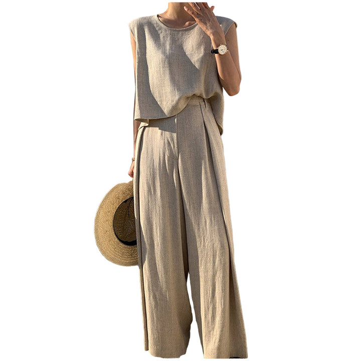 Sleeveless Wide Leg Two Piece Set for Women