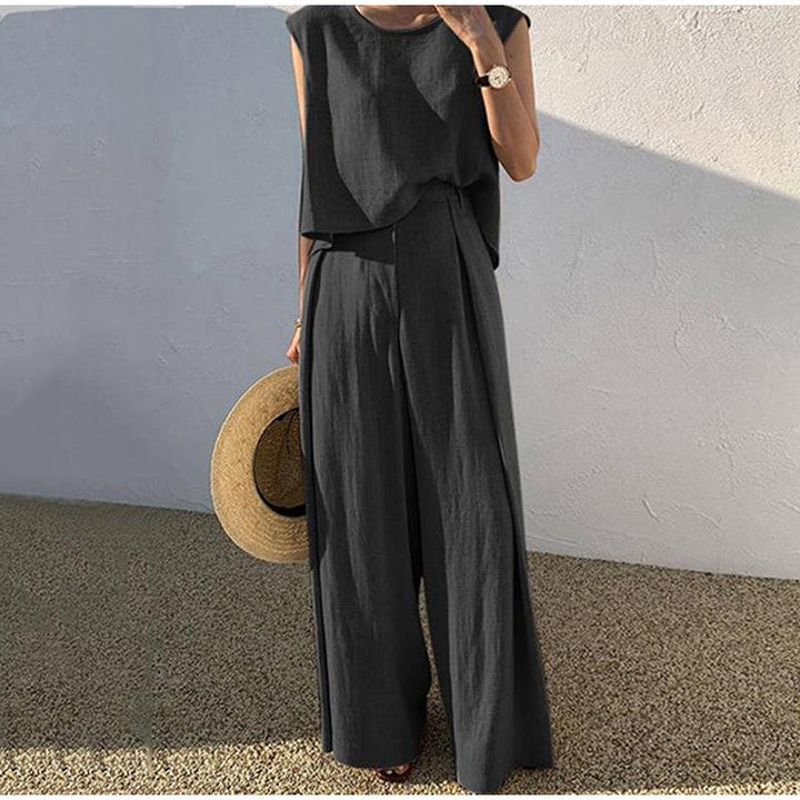 Sleeveless Wide Leg Two Piece Set for Women