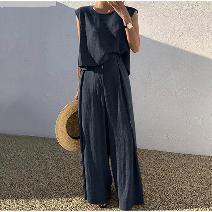 Sleeveless Wide Leg Two Piece Set for Women
