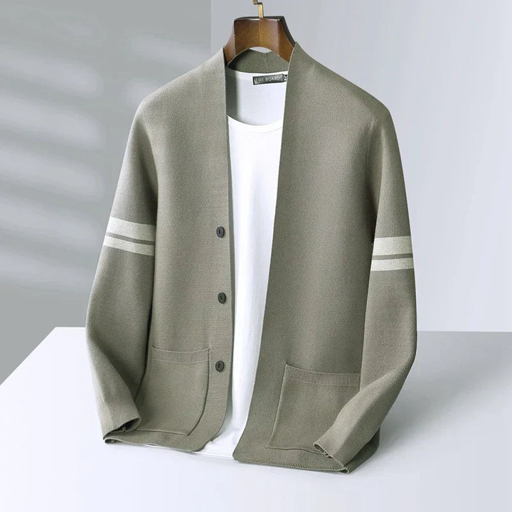 Merino Striped Sleeve Cardigan for Men